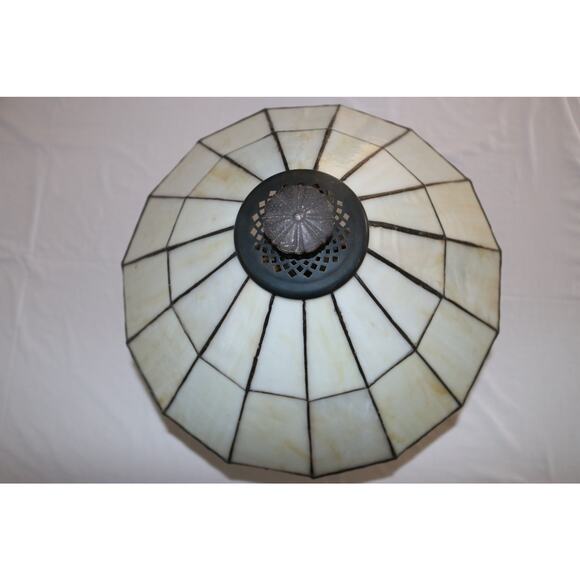 Bradley & Hubbard Arts & Crafts Lamp With White & Amber Slag Shade - Picture 8 of 8